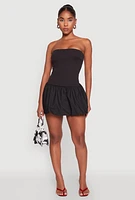Womens Strapless Bubble Hem Mini Dress,