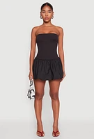 Womens Strapless Bubble Hem Mini Dress,