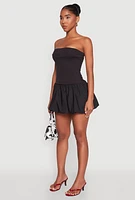 Womens Strapless Bubble Hem Mini Dress,