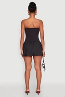 Womens Strapless Bubble Hem Mini Dress,