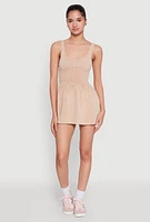 Womens Acid Wash Corset Skater Dress, Beige, Size M-L