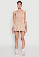 Womens Acid Wash Corset Skater Dress, Beige, Size M-L