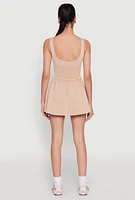 Womens Acid Wash Corset Skater Dress, Beige, Size M-L