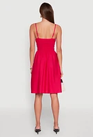 Womens Smocked Waist Poplin Midi Dress, Pink, Size XL