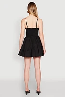 Womens Lace Up Bustier Skater Dress, Black, Size S