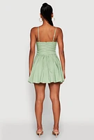 Womens Lace Up Bustier Skater Dress, Green, Size M