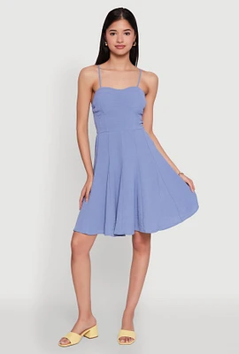Womens Airy Bustier Pleated Skater Dress,