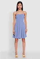 Womens Airy Bustier Pleated Skater Dress,