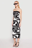 Womens Swirl Print Zip Back Tube Dress, Multi, Size M