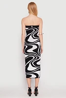 Womens Swirl Print Zip Back Tube Dress, Multi, Size M