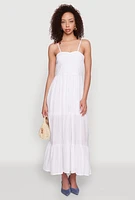 Womens Smocked Tiered Maxi Sundress,