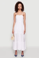 Womens Smocked Tiered Maxi Sundress,