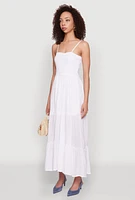 Womens Smocked Tiered Maxi Sundress,