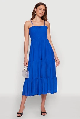 Womens Smocked Tiered Maxi Sundress,