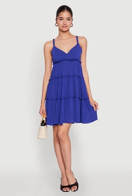 Womens Gauze Knit Cami Tiered Dress,
