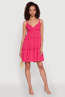 Womens Gauze Knit Cami Tiered Dress,