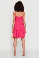 Womens Gauze Knit Cami Tiered Dress,