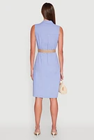 Womens O Ring Belted Sleeveless Utility Dress,