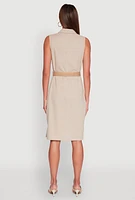 Womens O Ring Belted Sleeveless Utility Dress,