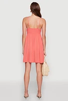 Womens Floral Crochet Detail Empire Waist Mini Dress, Orange, Size L