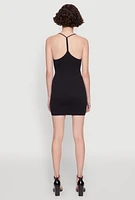 Womens Seamless Rib Knit Scoop Neck Racerback Cami Dress,