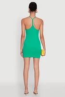 Womens Seamless Rib Knit Scoop Neck Racerback Cami Dress, L-XL