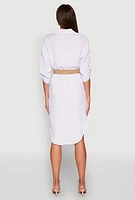 Womens High Low Shirt Dress, White, Size M