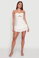 Womens Trendy Eyelet Ruffle Tiered Bodycon Dress, White, Size XL