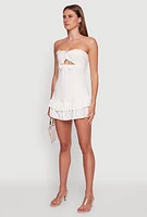 Womens Trendy Eyelet Ruffle Tiered Bodycon Dress, White, Size XL