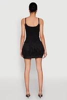 Womens Scoop Neck Bubble Dress, Black, Size L