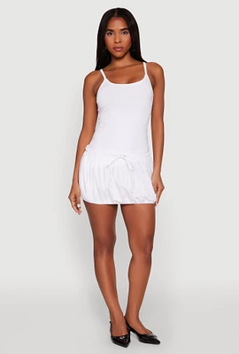 Womens Scoop Neck Bubble Dress, White, Size XL