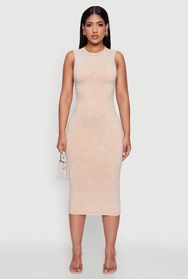 Womens Daisy Mineral Wash Sleeveless Curve Hugging Tank Dress,