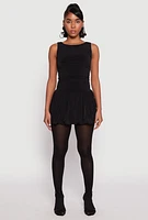 Womens Ruched Mini Bubble Dress, Black, Size S