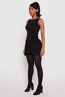 Womens Ruched Mini Bubble Dress, Black, Size S