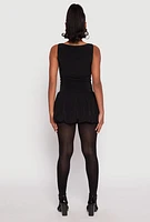 Womens Ruched Mini Bubble Dress, Black, Size S