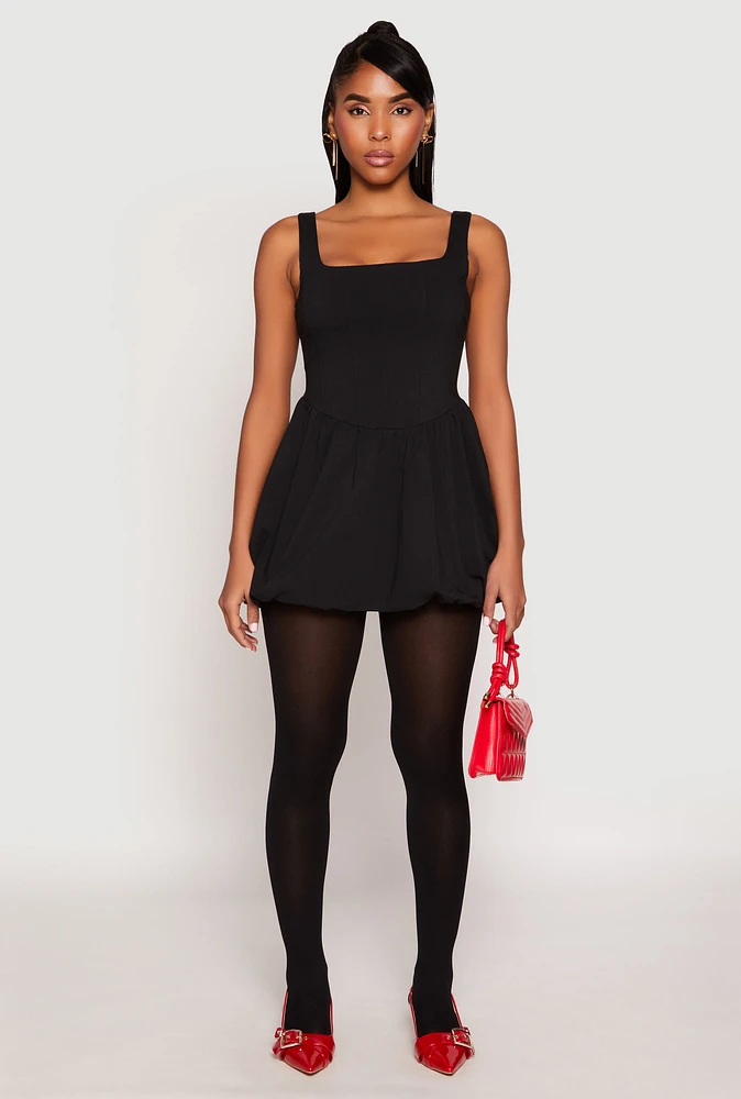 Womens Corset Mini Bubble Dress, Black, Size L