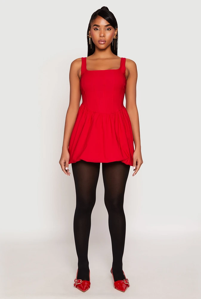 Womens Corset Mini Bubble Dress, Red, Size S