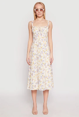 Womens Haute Monde Floral Bustier Midi Dress, Multi,
