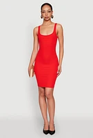Womens Rib Knit Scoop Neck Tank Dress, Red, Size M