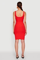 Womens Rib Knit Scoop Neck Tank Dress, Red, Size M