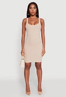 Womens Rib Knit Scoop Neck Tank Dress,