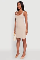 Womens Rib Knit Scoop Neck Tank Dress,
