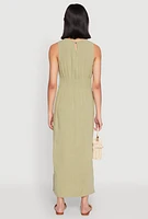Womens Sleeveless Tie Waist Maxi Dress, M
