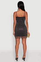 Womens Haute Monde Fishnet Lined Rhinestone Mini Dress, M