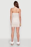 Womens Haute Monde Fishnet Lined Rhinestone Mini Dress,