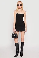 Womens Strapless Bustier Cargo Mini Dress, S