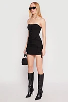 Womens Strapless Bustier Cargo Mini Dress, S