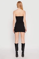 Womens Strapless Bustier Cargo Mini Dress, S
