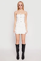 Womens Strapless Bustier Cargo Mini Dress, White, Size L