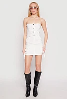 Womens Strapless Bustier Cargo Mini Dress, White, Size L